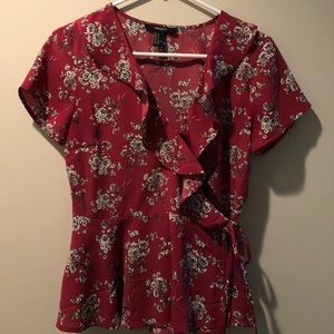 Wrap blouse floral print
